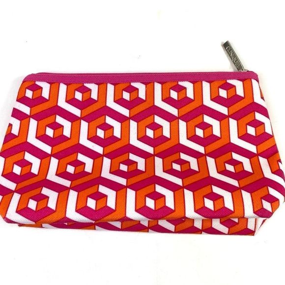 Jonathan Adler Clinique cos bag pink & orange cosmetics bag - Picture 2 of 9